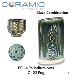 Palladium PC-04 over Fog C-22 Pottery Cone 5 Glaze Combination